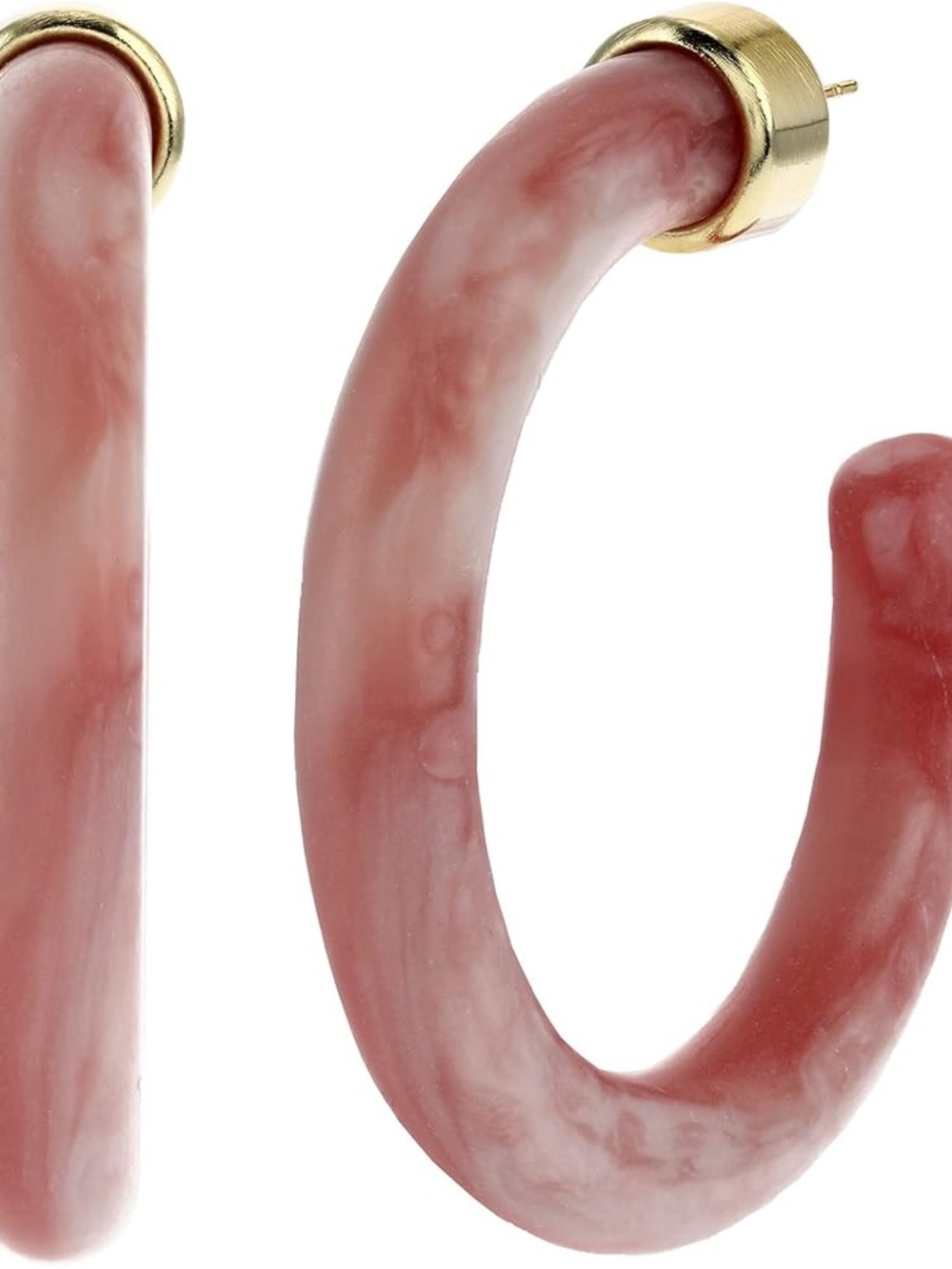 Kendra Scott Pink Marbled Hoop Earrings with Gold Posts